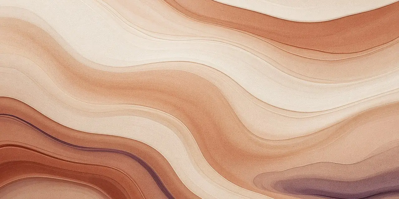 Abstract flowing layers in warm terracotta, peach and cream tones, like smooth sandstone